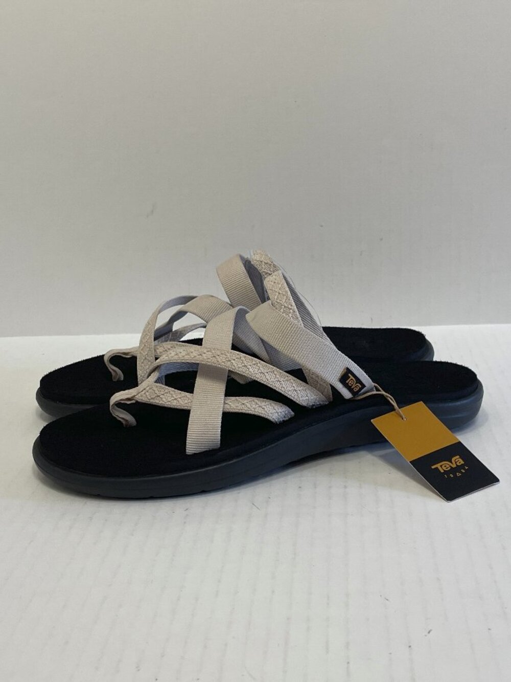 Teva Voya Zillesa Sandals Women 10 Black Strappy Flip Flop Walking Comfort Beach